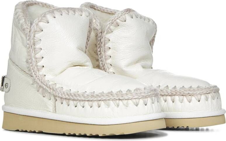 Mou Witte Instaplaarzen met Rhinestone Logo Wit Dames