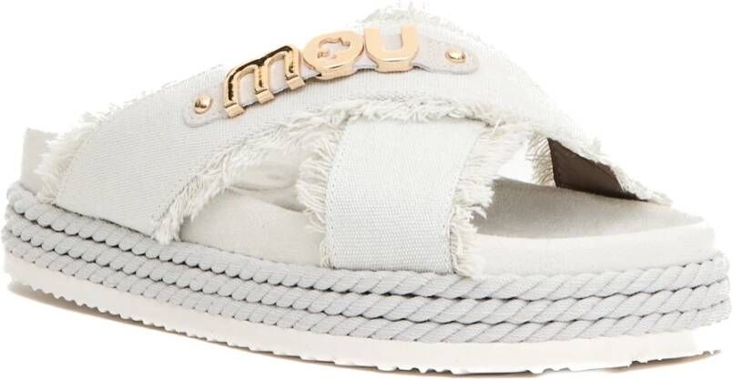 Mou Witte Gekruiste Sandalen met Raffel Finish