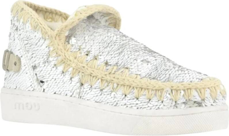 Mou Witte platte schoenen met paillettenzool