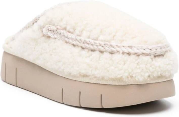Mou Witte Shearling Muiltjes