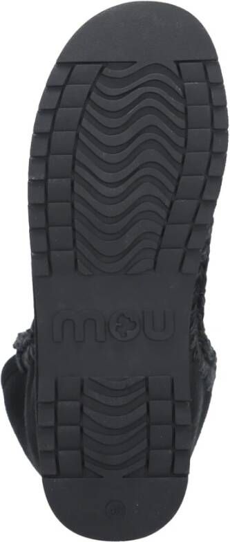 Mou Zwarte Schapenvacht Winterlaarzen Ronde Teen Black Dames