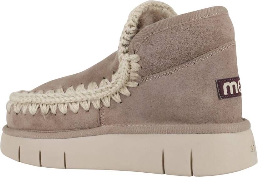 Mou Zwarte Suède Bont Sneaker met Stiksels