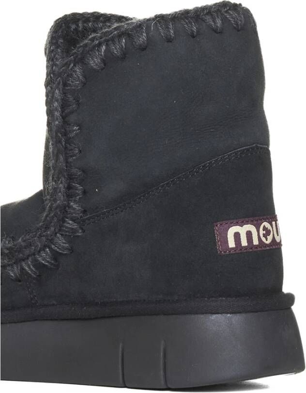 Mou Zwarte Suède Eskimo Enkellaarzen Black Dames