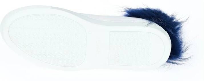 Mr&Mrs Italy Witte textielsneakers met bontponpon