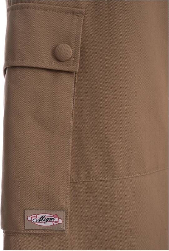 Msgm Bruine Cargo Broek Katoen Boor Beige