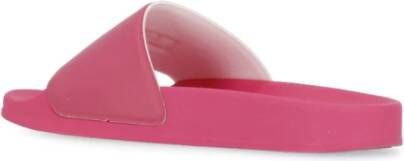Msgm Fuchsia Rubber Slippers Front Logo Pink Dames