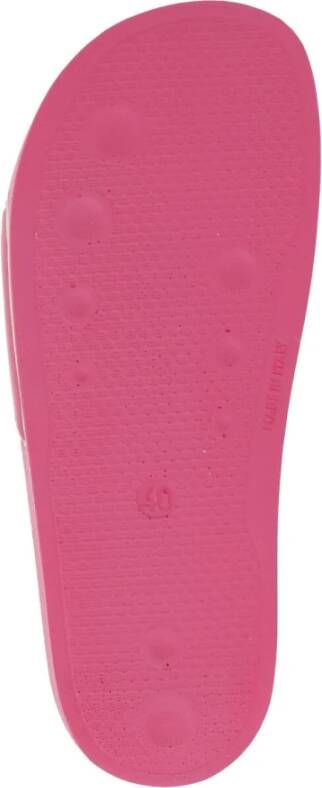 Msgm Fuchsia Rubber Slippers Front Logo Pink Dames
