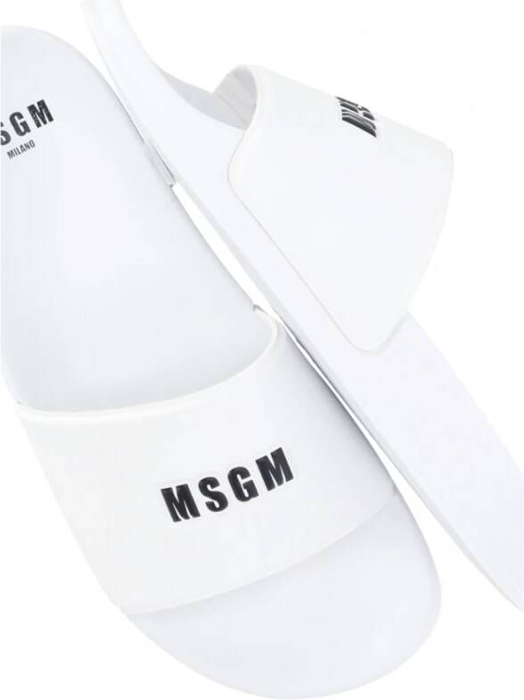 Msgm Witte Rubberen Slippers met Logo Relief