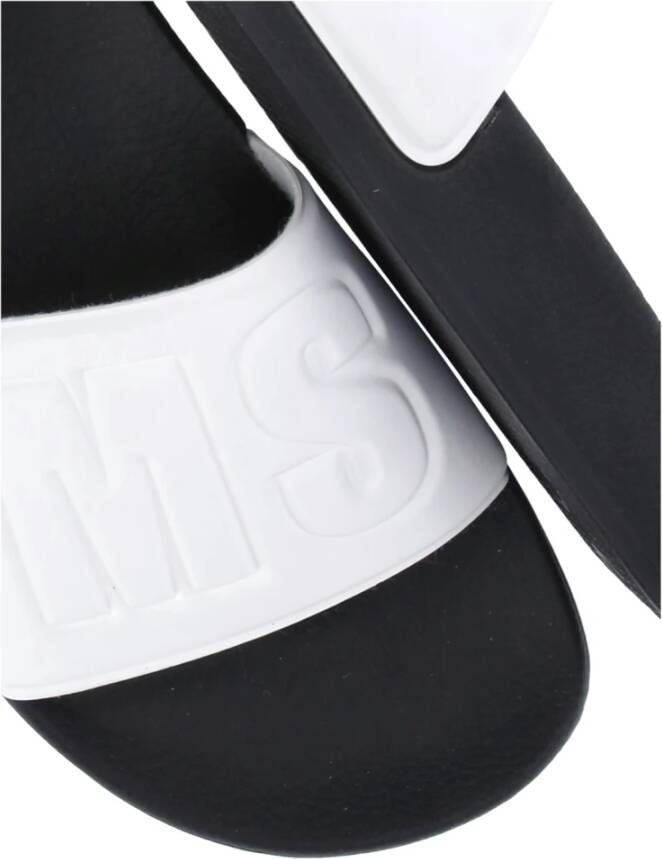 Msgm Witte Rubberen Slippers met Logo Relief