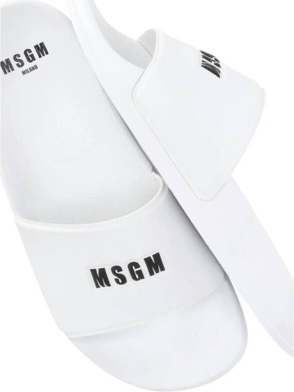 Msgm Witte Rubberen Slippers met Logo Relief White Dames