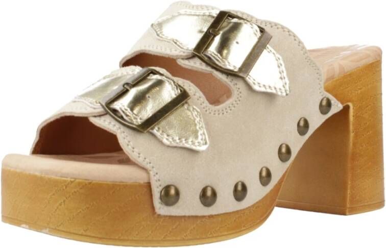 Mtng Stijlvolle Heeled Mules Sandaal Beige Dames