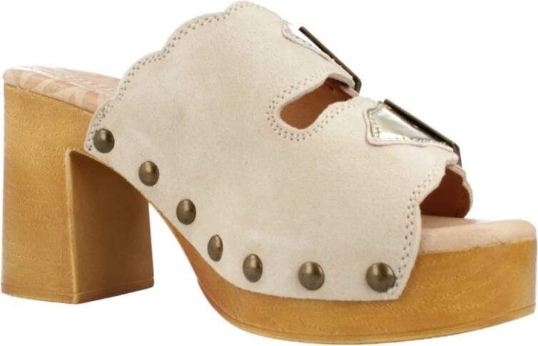 Mtng Stijlvolle Heeled Mules Sandaal Beige Dames