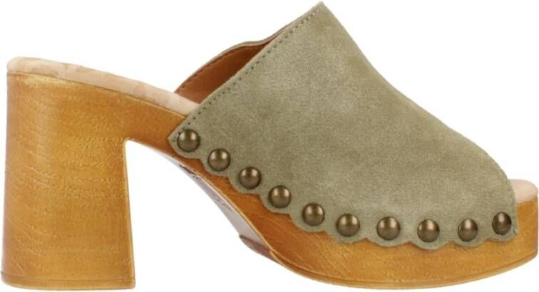 Mtng Stijlvolle Heeled Mules Sandaal Beige Dames