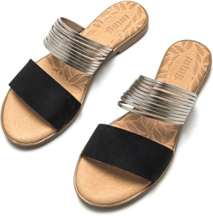 Mtng Zwarte Casual Leren Sandalen Vrouwen Multicolor Dames
