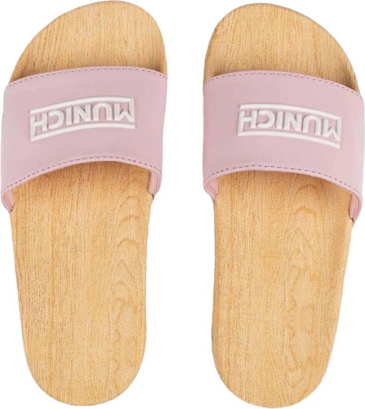 Munich Platte Slider Houten Flip-flops Pink Dames
