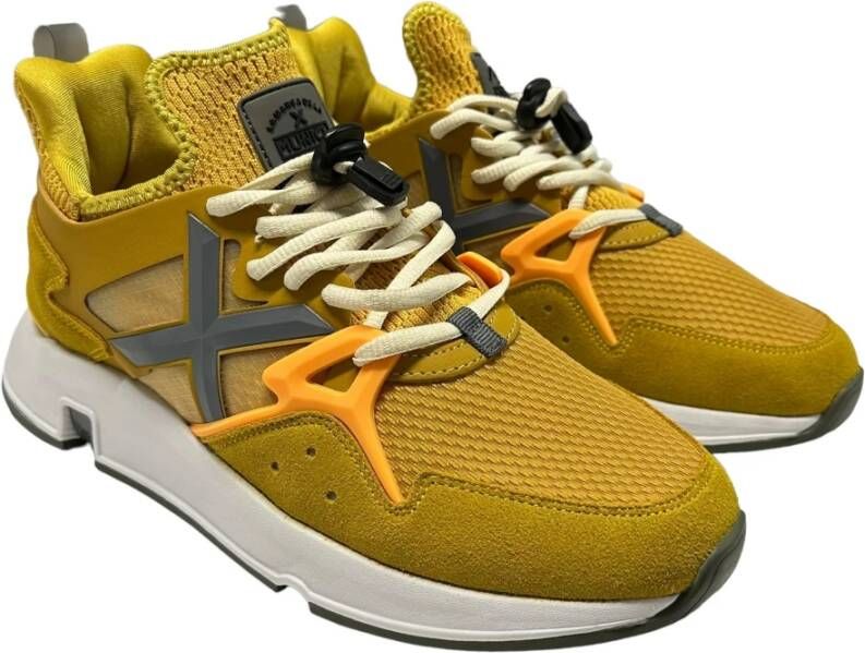 Munich Sneaker van suède en nylon rubberen zool Yellow Heren