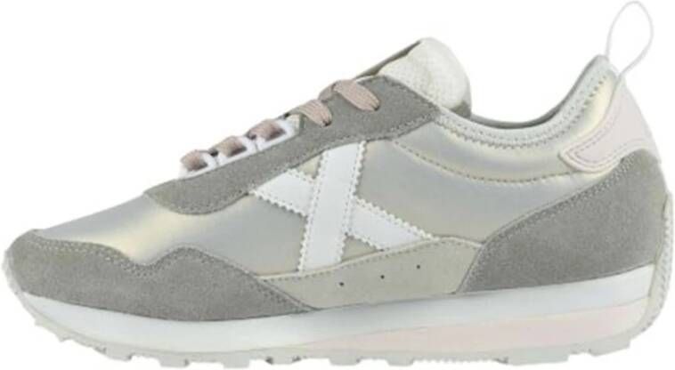 Munich Zilver Sportieve Leren Sneakers Vrouwen