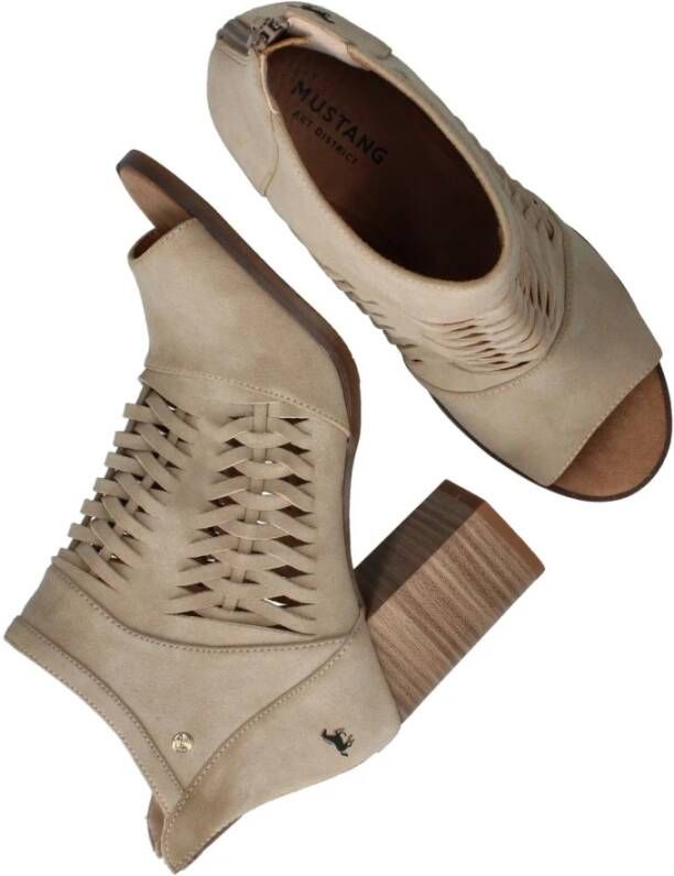 mustang Beige geweven sandalette met rits Beige Dames