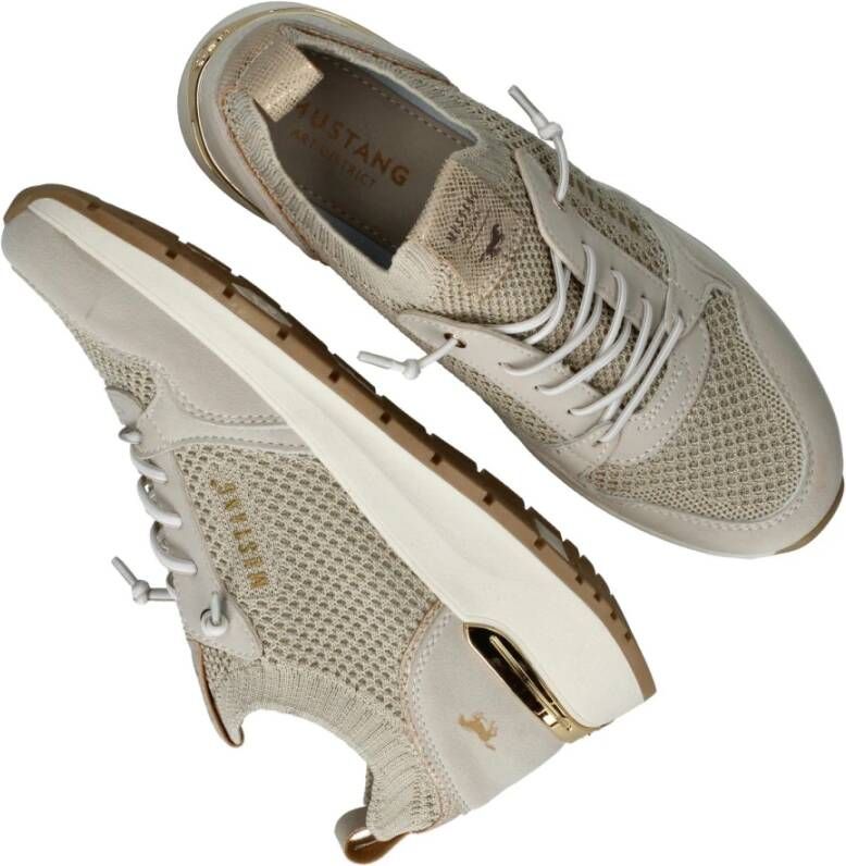 mustang Beige Glitter Elastische Sneaker Beige Dames