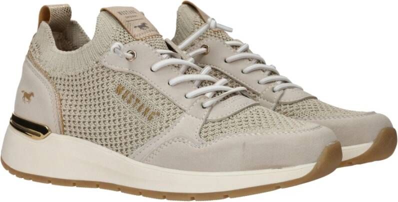 mustang Beige Glitter Elastische Sneaker Beige Dames