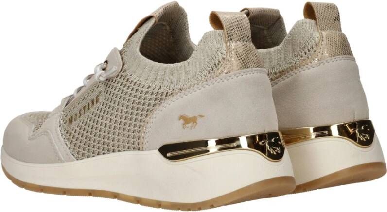 mustang Beige Glitter Elastische Sneaker Beige Dames