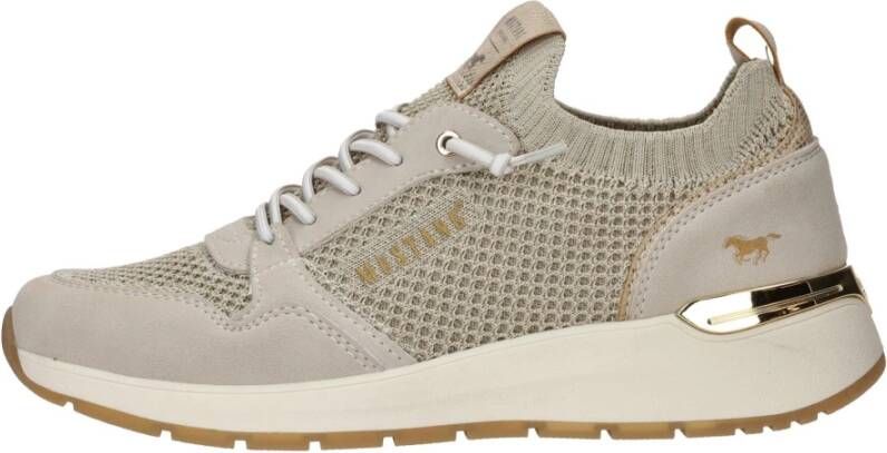 mustang Beige Glitter Elastische Sneaker Beige Dames