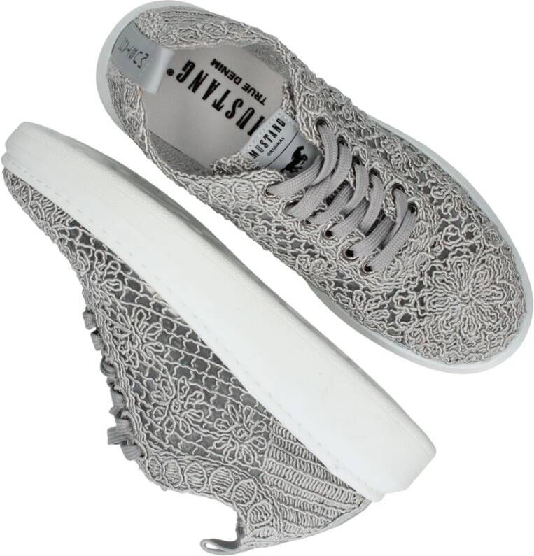 mustang Bloemen vetersneaker voor dames Gray Dames