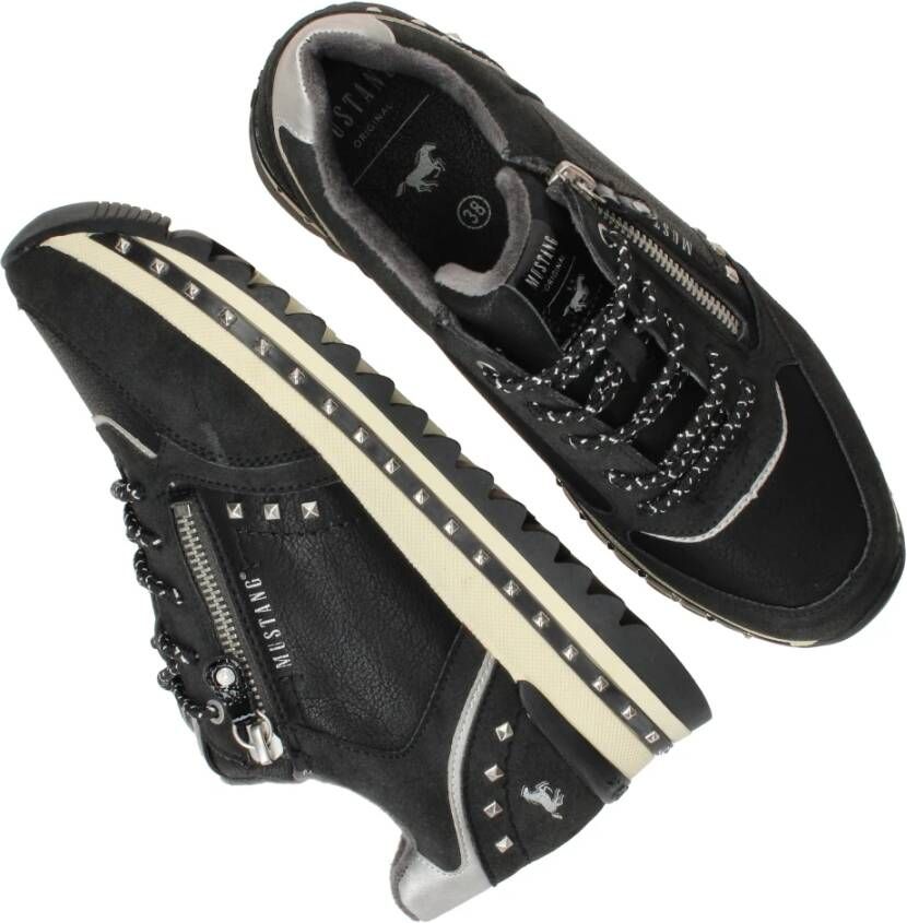 mustang Chunky Sneaker met Zilveren Studs Black Dames