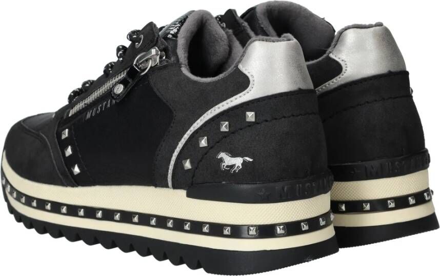 mustang Chunky Sneaker met Zilveren Studs Black Dames