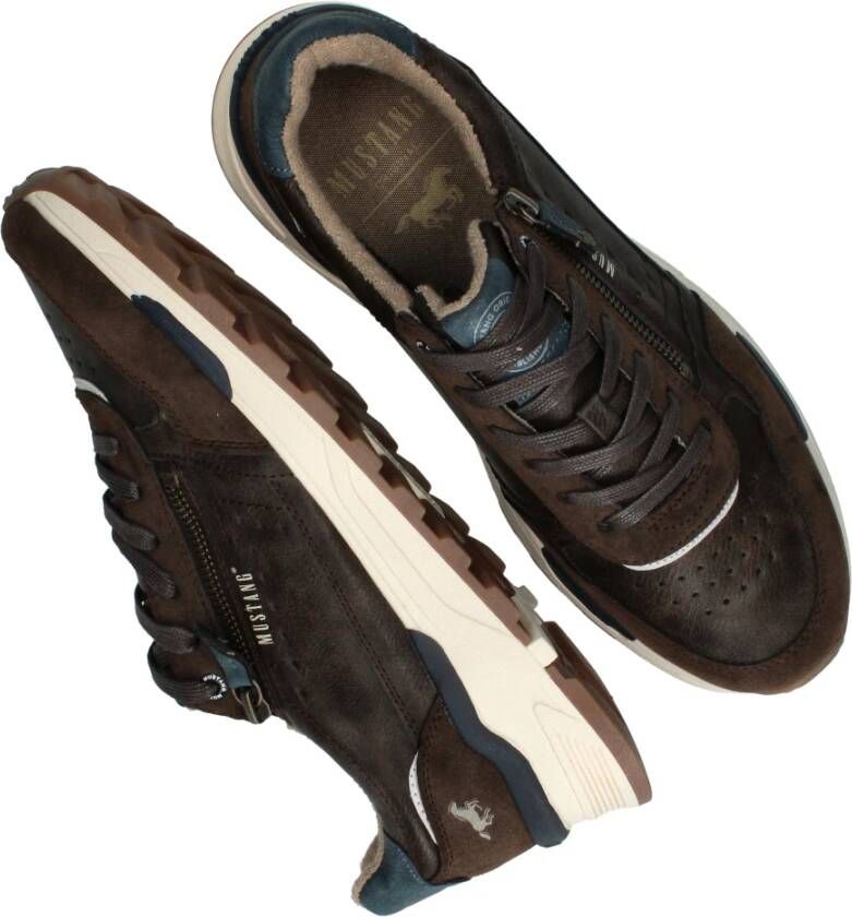 mustang Comfortabele herensneaker met rits Brown Heren