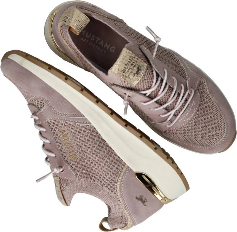 mustang Lila Glitter Elastische Sneakers Pink Dames