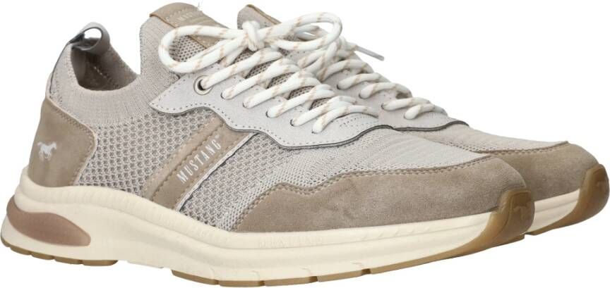 mustang Taupe Sneaker met Elastische Enkelband Beige Heren