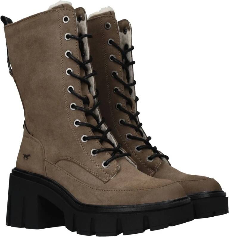 mustang Warme Platform Veterschoen voor Dames Gray Dames