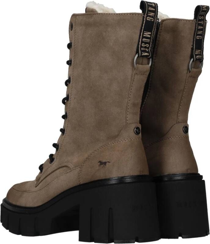 mustang Warme Platform Veterschoen voor Dames Gray Dames