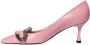 N21 Lederen pompen met extra grote gesp Roze Dames - Thumbnail 4