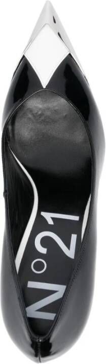 N21 Zwarte platte schoenen met zilveren neus Black Dames