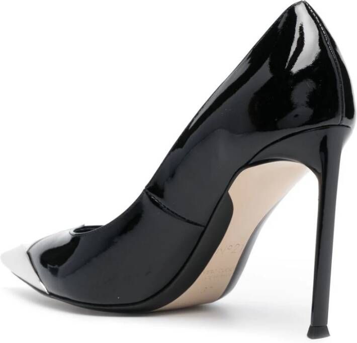 N21 Zwarte platte schoenen met zilveren neus Black Dames