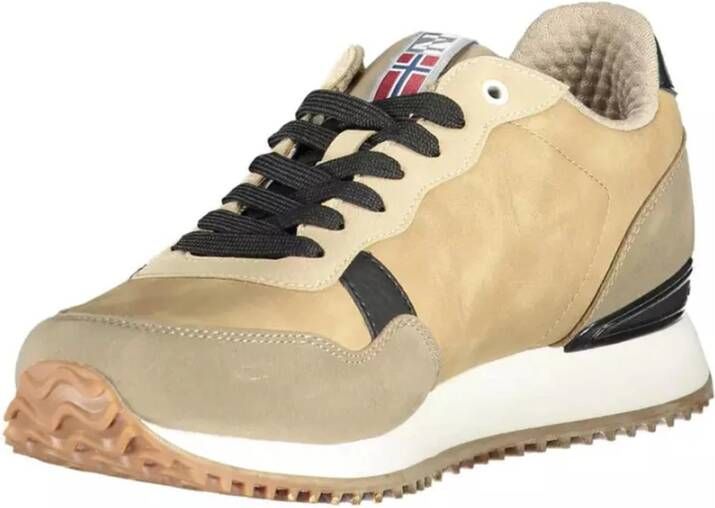Napapijri Beige Polyester Sneaker met Contrasterende Details Multicolor Heren