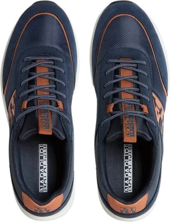 Napapijri Blauwe Leren en Stoffen Lage Sneakers