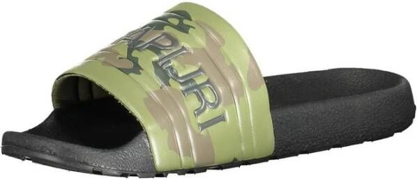 Napapijri Contrast Detail Logo Sandalen Pantoffels Green Heren