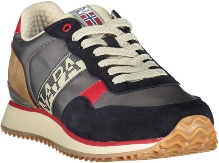 Napapijri Grijze Contrasterende Vetersneakers Multicolor Heren