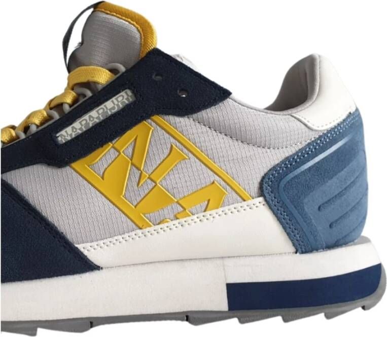 Napapijri Grijze Leren Sneakers Vetersluiting Stijl