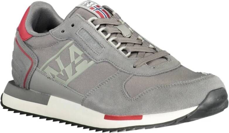 Napapijri Grijze Polyester Sneaker met Veters en Logo Gray Heren