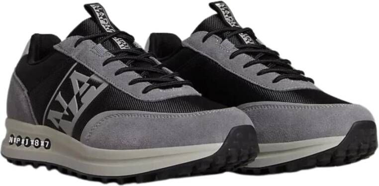 Napapijri Lage Leren en Stoffen Zwarte Sneakers