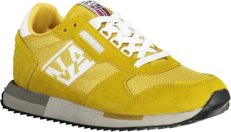 Napapijri Yellow Polyester Sneaker Geel Heren
