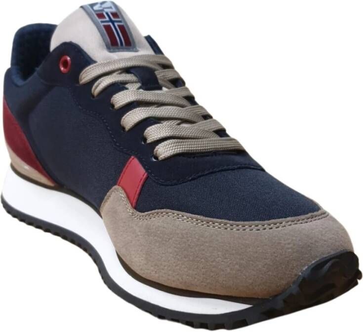 Napapijri Zwarte leren stoffen lage sneakers