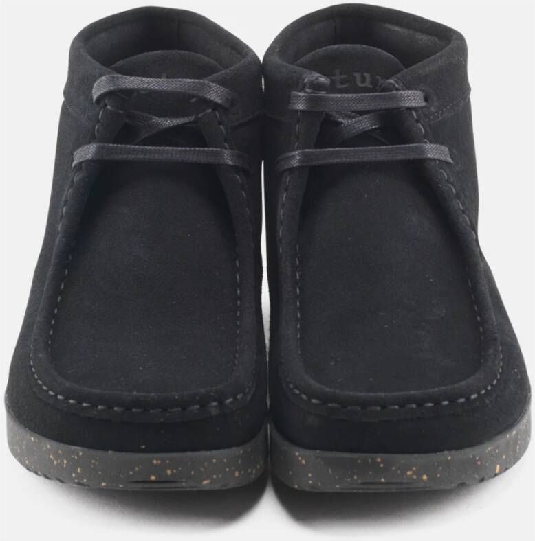 Nature Footwear Zwarte Suède Veterschoen Black Dames