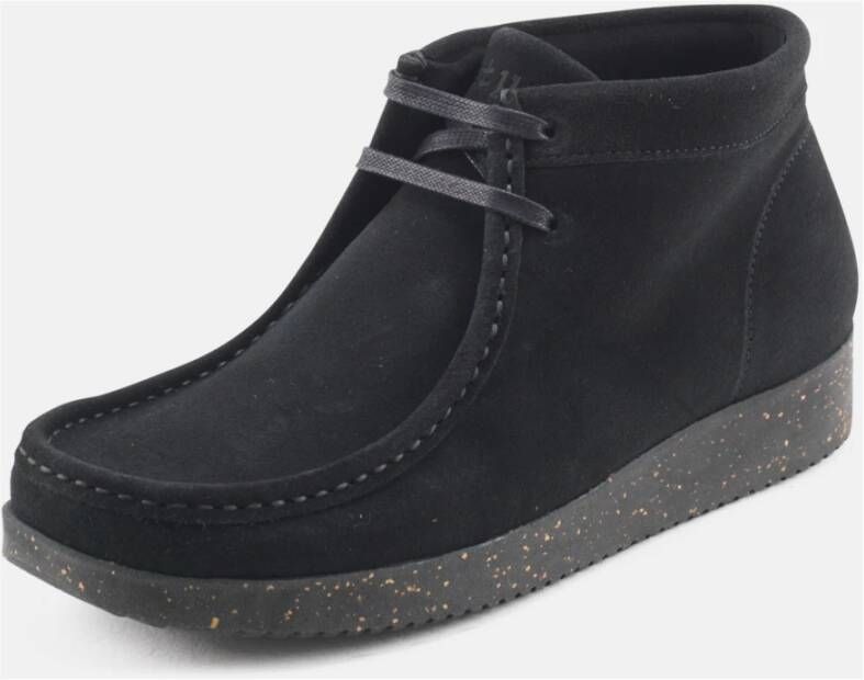 Nature Footwear Zwarte Suède Veterschoen Black Dames