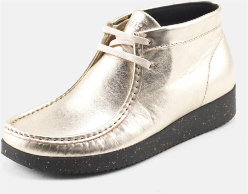 Nature Footwear Metallic Suède Veterschoen Yellow Dames