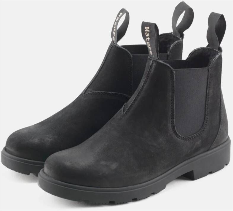 Nature Footwear Nubuck Winterlaars met wollen voering Black Dames